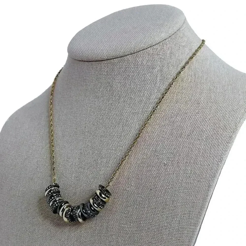 Ann Taylor Gold Necklace Black and Gold Rings Bohemian Boho Chic
